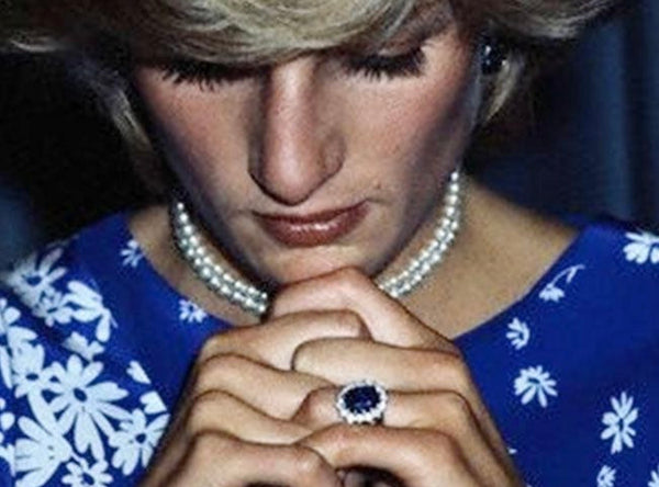 3.70ct Princess Diana Style Sapphire & Diamond Halo Ring (PT950)