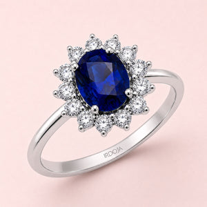 3.70ct Princess Diana Style Sapphire & Diamond Halo Ring (PT950)