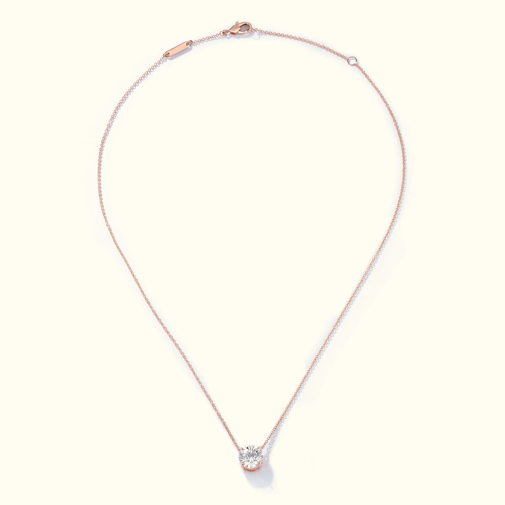 Round lab-grown diamond solitaire necklace in 18K yellow gold