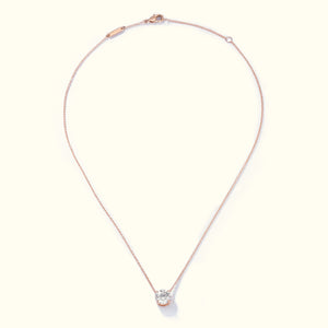 Round lab-grown diamond solitaire necklace in 18K rose gold