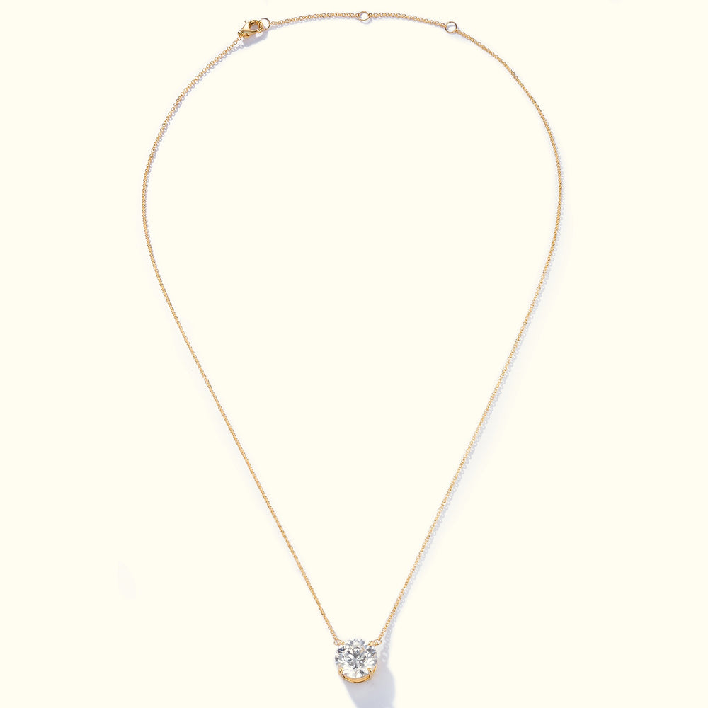 Round lab-grown diamond solitaire necklace in 18K yellow gold
