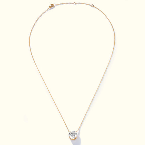 Round lab-grown diamond solitaire necklace in 18K yellow gold