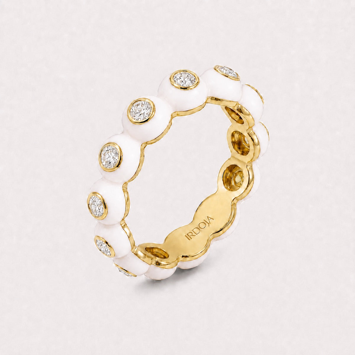 Irdoja Bubble eternity band in Blanc enamel, 14K or 18K gold