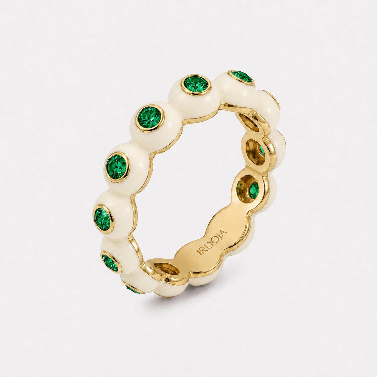 Irdoja Bubble eternity band in Ivory Cream enamel, 14K or 18K gold