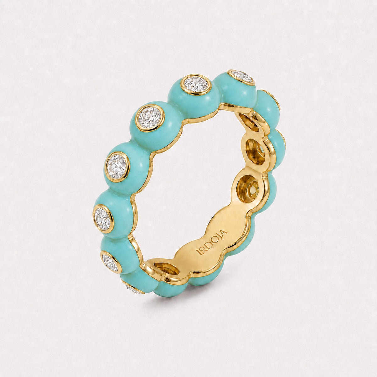 Irdoja Bubble eternity band in Ocean Teal enamel, 14K or 18K gold